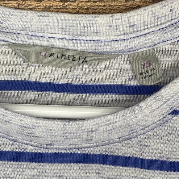 Athleta Asana Muscle Tank Top Gray Blue Stripes Size XS - Picture 3 of 9
